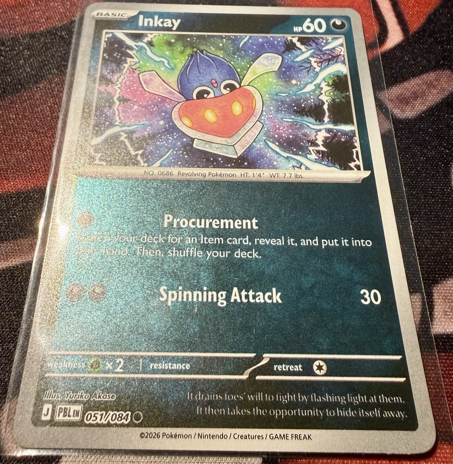Pokémon TCG Inkay Reverse Holo Common Card #051/084 ME05: Pitch Black
