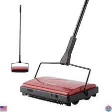 Carpet Sweeper Cleaner for Low Carpets Rugs Pet Hair Dust Small Rubbish Red