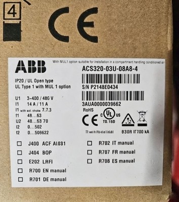 1PCS Brand New ABB ACS320-03U-08A8-4 Frequency Converter Fast delivery