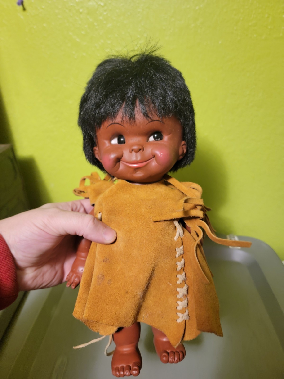 Vintage Lil Cubby Regal Toy Co Native American Boy Doll Leather Eskimo