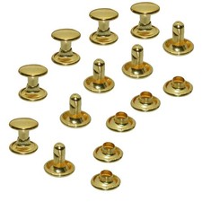300 Sets 6mm Brass Leather Rivets Double Cap Tubular Metal Studs Gold Craft