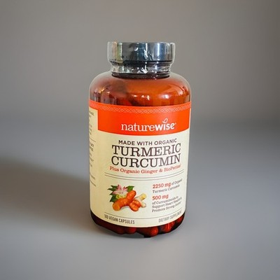 NatureWise Organic Turmeric Curcumin with Organic Ginger & BioPerine 180Capsules