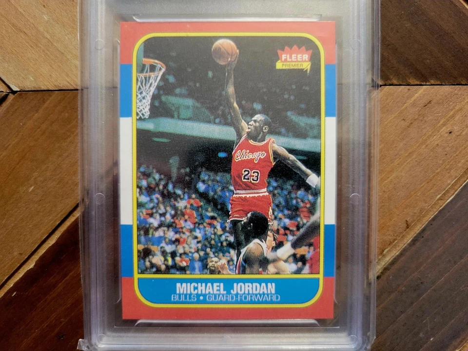 Tarjeta de novato 1986-87 Fleer: Michael Jordan #57 (RC) réplica gema como nueva 10 Bulls NBA Foto 3 de 4