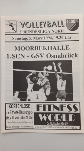 Programme booklet 93/94 1.SC Norderstedt vs GSV Osnabrück volleyball magazine