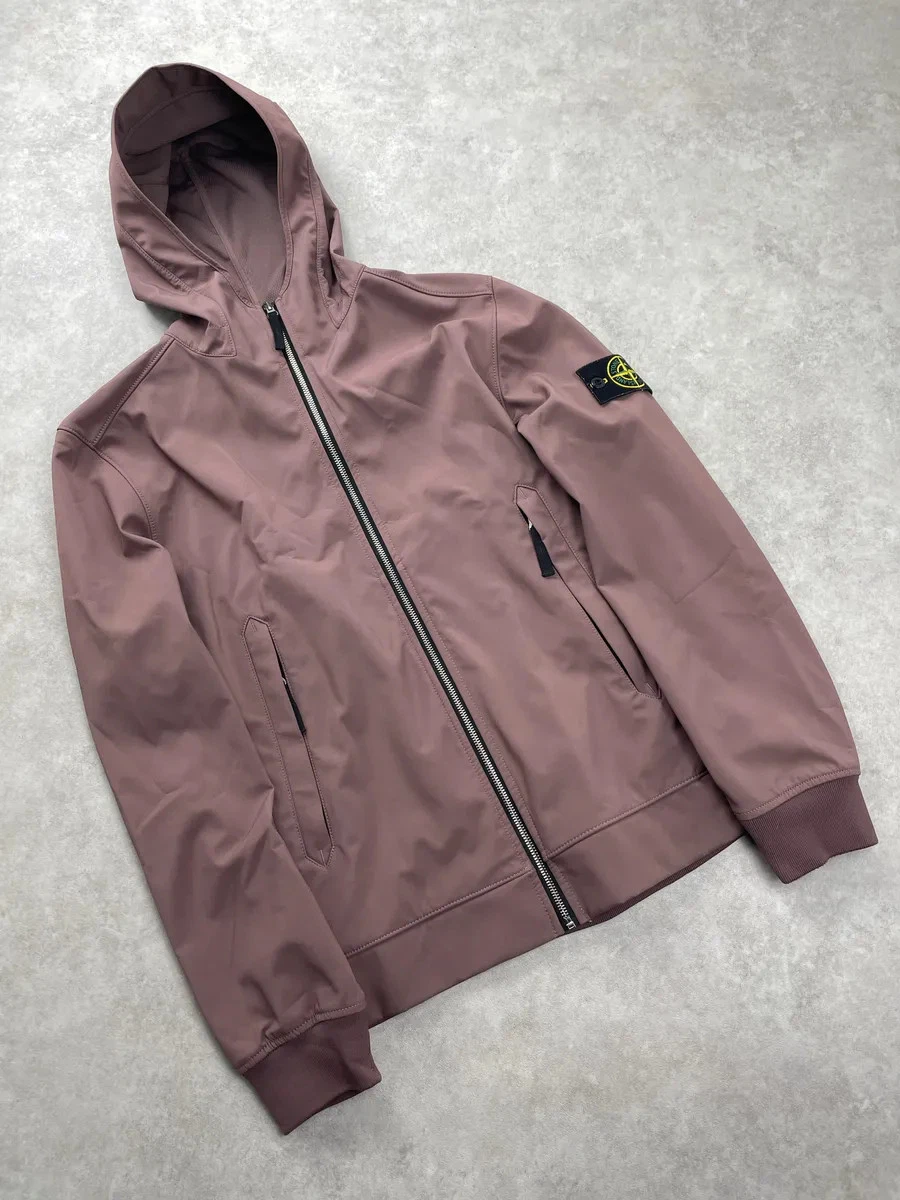 Stone Island Mauve Softshell Hooded Light Jacket (L) - product detail image 5
