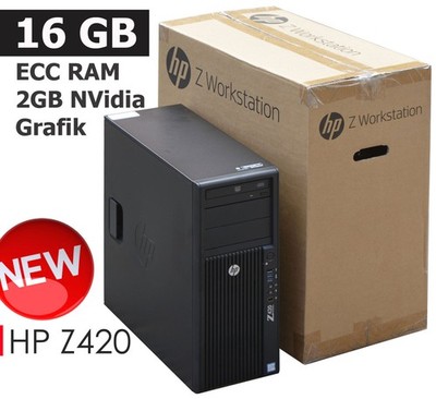 COMPUTER SERVER HP Z420 16 GB ECC 3D NVIDIA NVS-315 2GB GRAF RAID CONTROLLER NEU