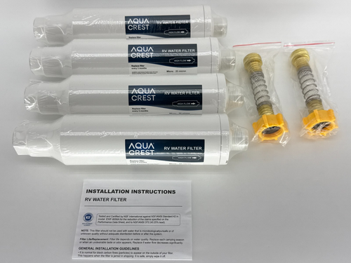 Aqua Crest RV Water Filter 4 Pack 20 Micron High Flow Hose Protector Kit Apparel