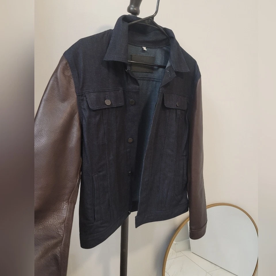 7 For All Mankind cashmere denim and leather jacket size Medium - Image 2 of 4