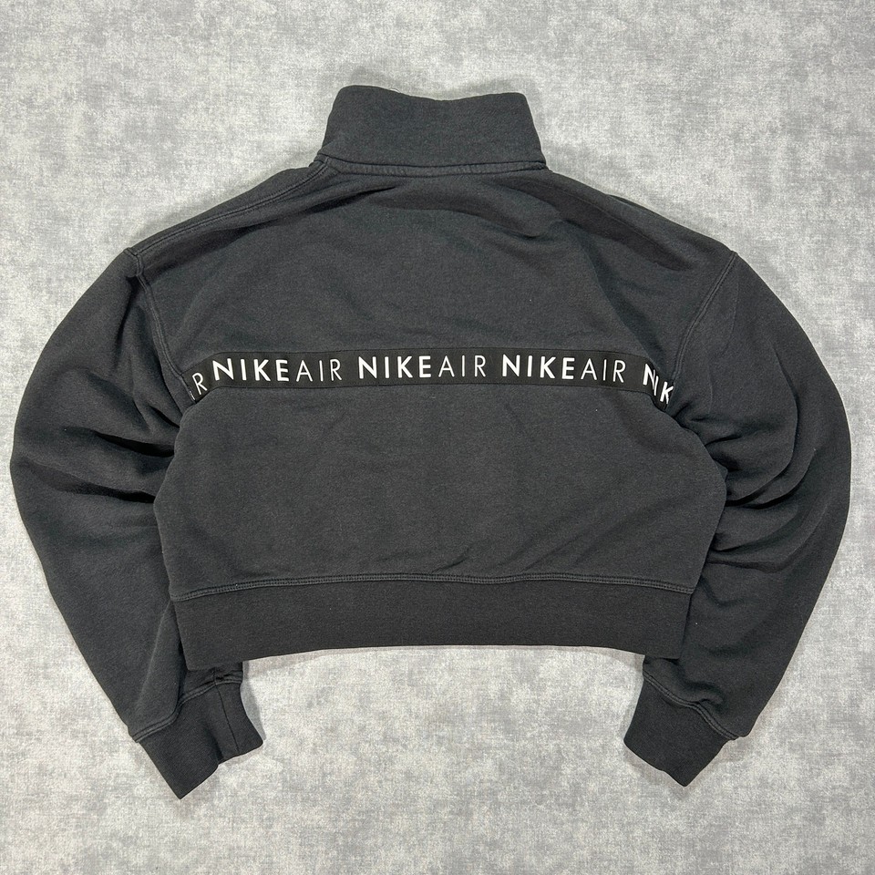 Nike Air black athletic streetwear 1/4 zip cropped sweatshirt womens ...