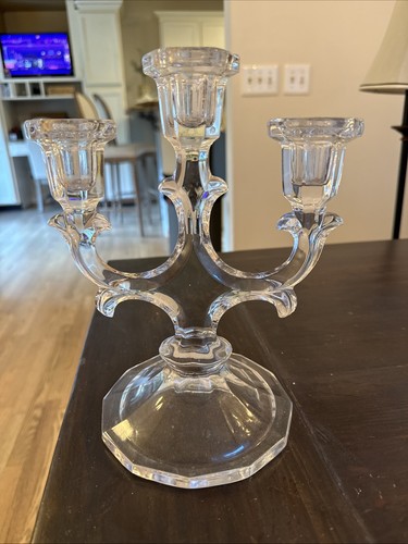 Vintage Honour Crystal Trident Glass Candelabra - Picture 2 of 5