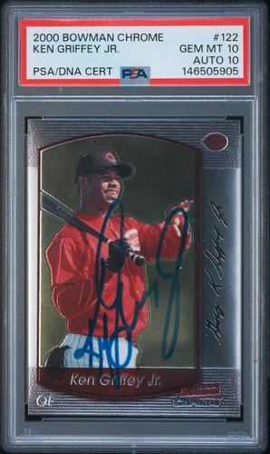 2000 BOWMAN CHROME #122 KEN GRIFFEY JR. PSA 10 AUTO 10