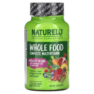 2 X NATURELO, Whole Food Complete Multivitamin + Beauty Blend, 60 Vegetarian Cap