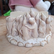 Vintage Harmony Kingdom Holding Court Penguins Letter Rack Desk Organizer Unbox