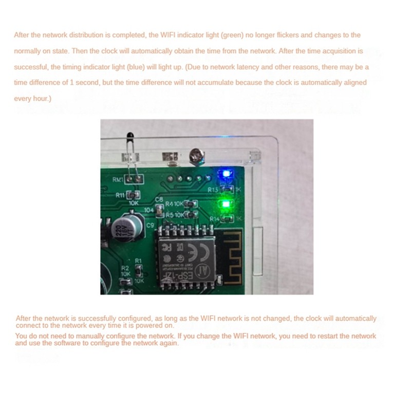 ESP8266 WIFI Clock As Shown LED Dot Matrix Clock RED GREEN TIME Display ...