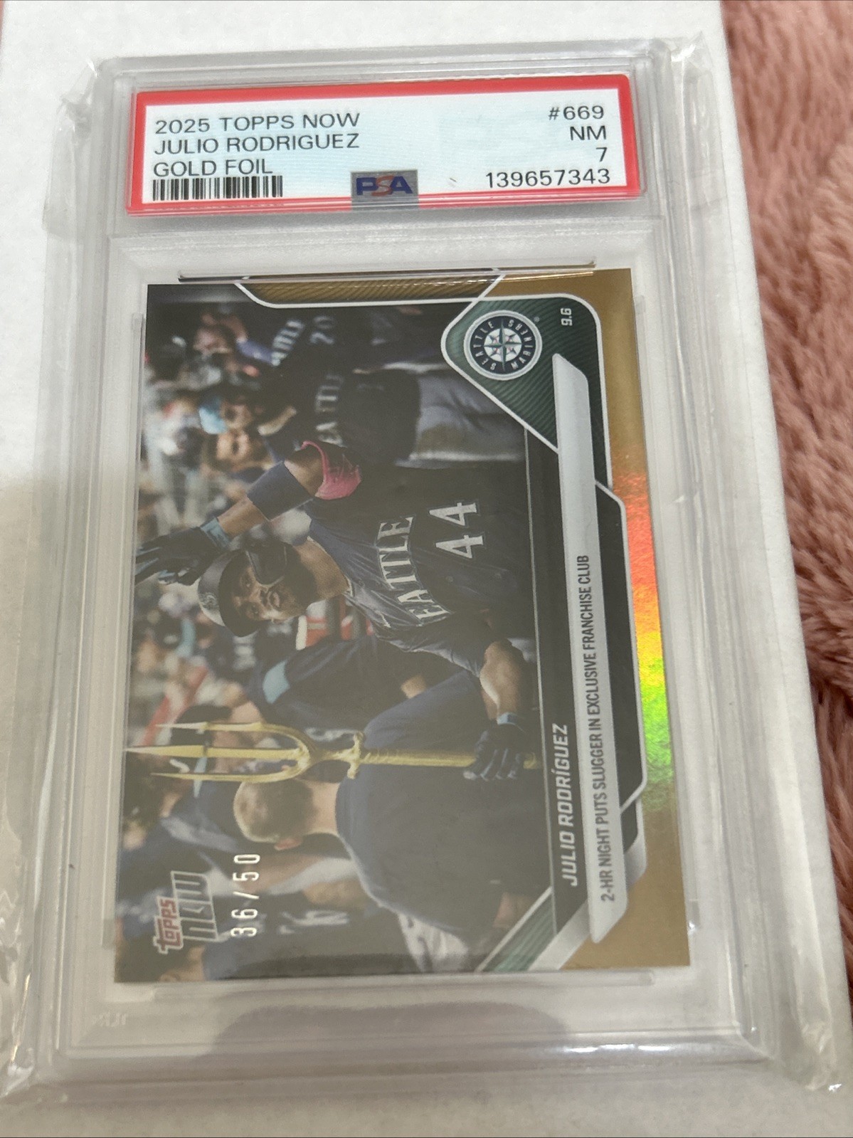 2025 Topps Now Julio Rodriguez Gold Foil /50 PSA 7 view 1