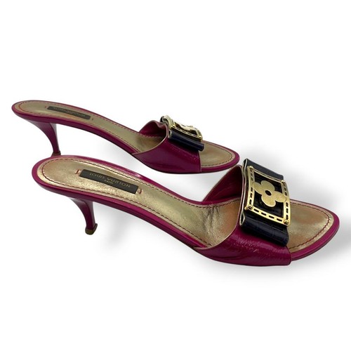 Louis Vuitton Sandals Shoes Mule Flower Buckle EU 38 US 8 Authentic - Picture 15 of 24