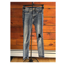 Old Navy Girls Distressed Stretch Jegging Jeans Medium Wash Raw Hem Denim SZ 12
