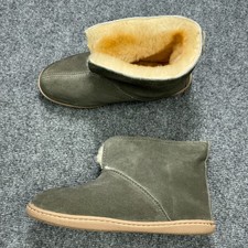 NEW Minnetonka Moccasins Womens 8 Grey Sheepskin Ankle Boot Slippers
