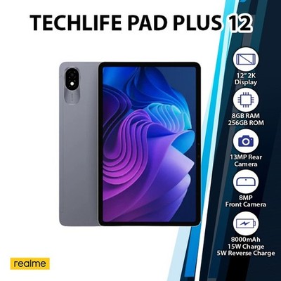 Realme Techlife Pad Plus 12 4G Android PC Tablet (Wi-Fi+4G/GREY/8GB+256GB/LTE)