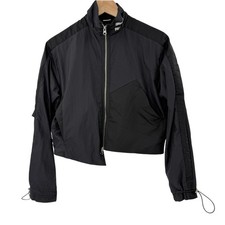 Puma Black Mesh Panel Cropped Track Jacket Athletic Sportswear Womens Size S