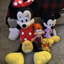 Lot Of 6 Disney Plush Stuffed Characters Winnie The Pooh, Lion King Mikey Mouse