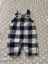 Janie And Jack 0-3 Months Baby Newborn Plaid Lined Adjustable Overalls 2017