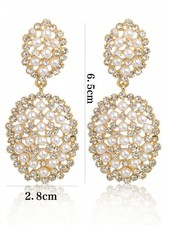 White Faux Pearl Crystal Drop Earrings Dangle For Bridal Wedding