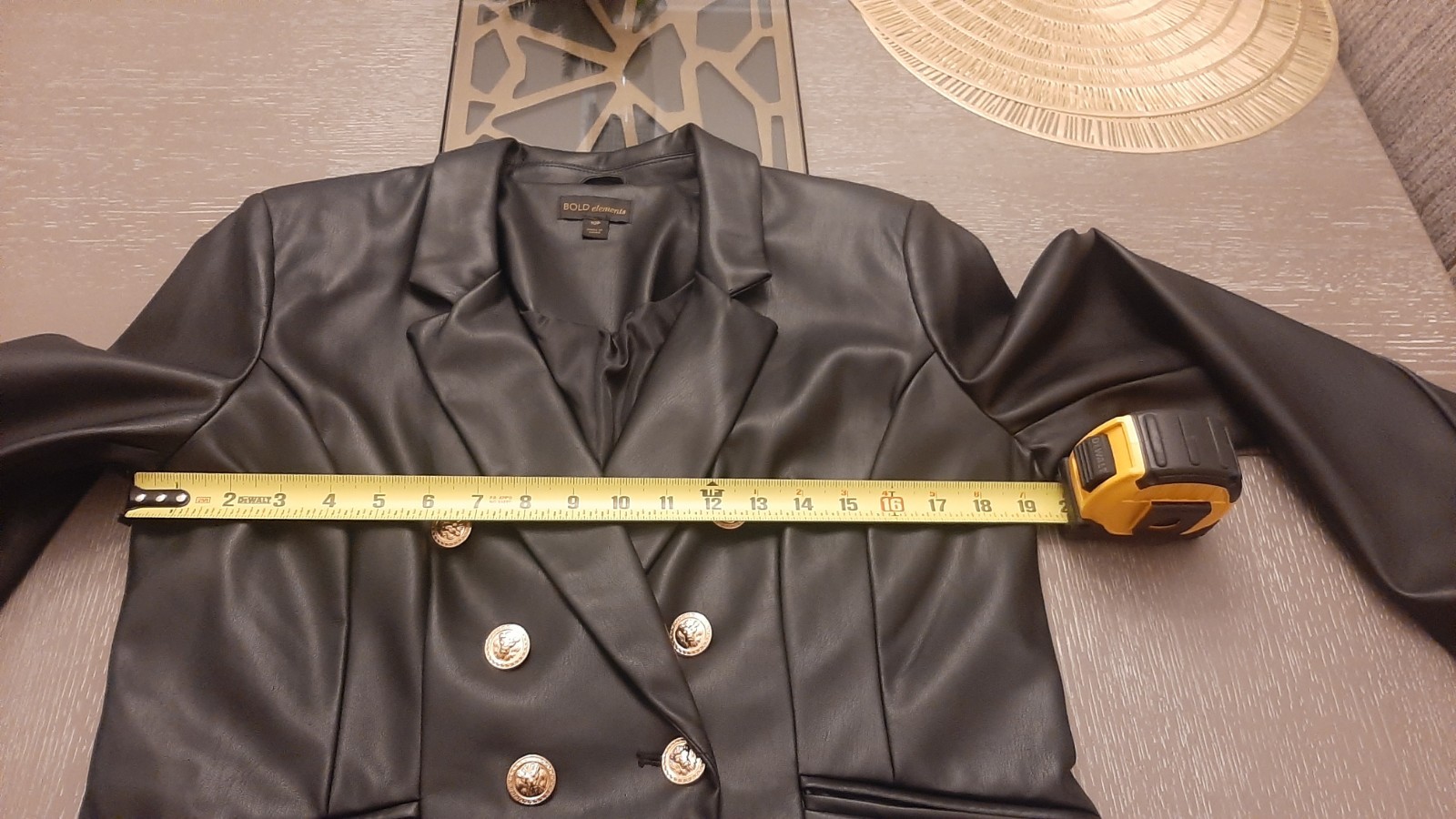 Bold Elements Double Breast Gold Buttons Faux Lea… - image 10