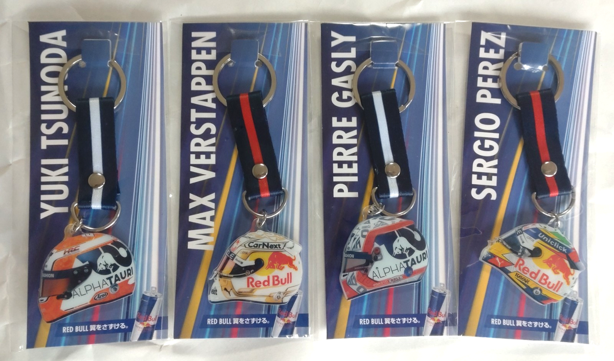 F1 Red Bull Racing Keychain Set of 4 Helmet Verstappen Perez Gasly