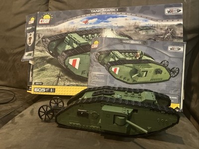 COBI Mark 1 Tank Building Set 2972 WW1 w/ Box + Instructions - Parts Missing