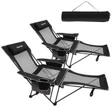 2-Pack Reclining Camping Chair 4 Position with Foot Rest Comfortable for Adul...