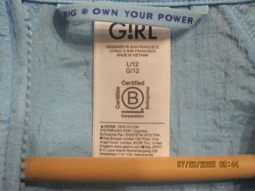 Athleta Girls lightblue zip up windbreaker jacket girl's size 12 Large with tags - Picture 7 of 9