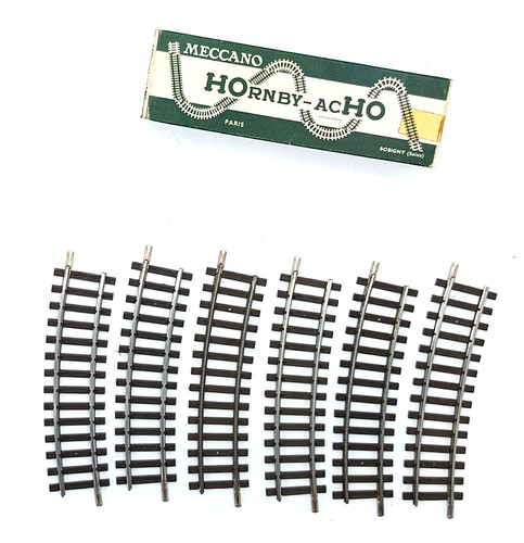 MECCANO HORNBY  HO lot de 6 demi rails courbes double coupure  ref 7660 | Condition: Occasion