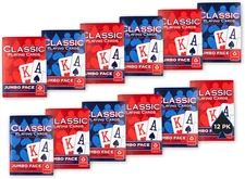 Classic Playing Cards 12 Pack, Jumbo Index, Red and Blue Casino Quality Decks, B