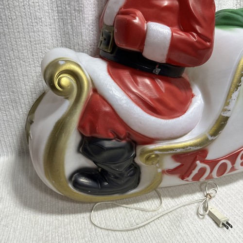 Vintage 1970s Empire Santa Sleigh Blow Mold Plastic Lighted Christmas - Picture 2 of 20