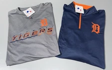 Combo Lot of 2 Men’s Majestic Detroit Tigers Navy 1/4 Zip & Gray Long Sleeve XL