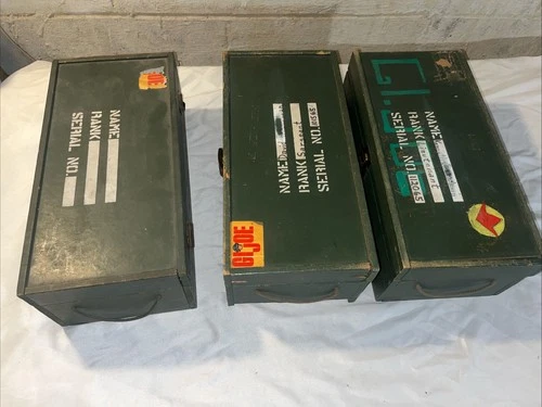 Vintage 1964 GI JOE Foot Locker/Wooden Storage Box No Tray Lot (3)