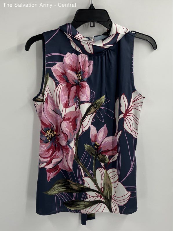 White House Black Market Womens Multicolor Floral Sleeveless Blouse Top Size XS