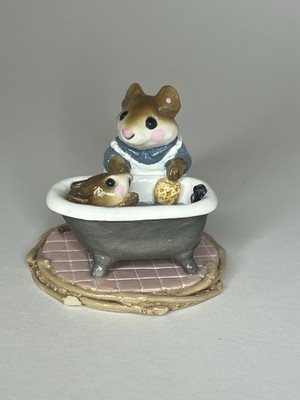 Wee Forest Folk M-060 Mom & Squeaky Clean, Blue & Gray (RETIRED) great condition
