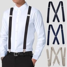 Men  s Heavy-Duty Braces Wide Trouser Suspenders with Strong Metal Clips