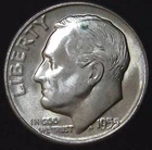 1955-S 10C Roosevelt Dime BU 90% Silver 26owt0306-3