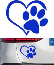Paw Print Sticker, Love Heart Paw Stamped Automotive Window Decor Decal, Blue