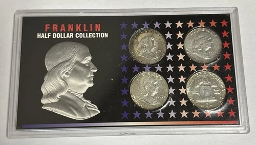 Franklin Half Dollar 50C Collection 1949-1963 S,P & D, 90% Silver $2 face TONING