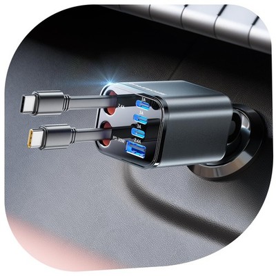 SUPERONE 6 in 1 Retractable Car Charger with Dual Type C Cables, 99W... 