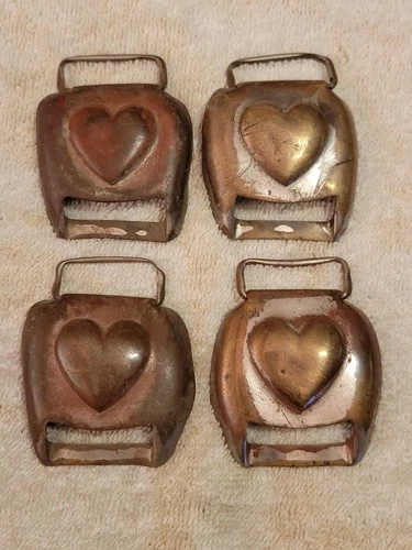 Antique Civil War Brass Cavalry Horse Harness Heart Belt Buckle Loop