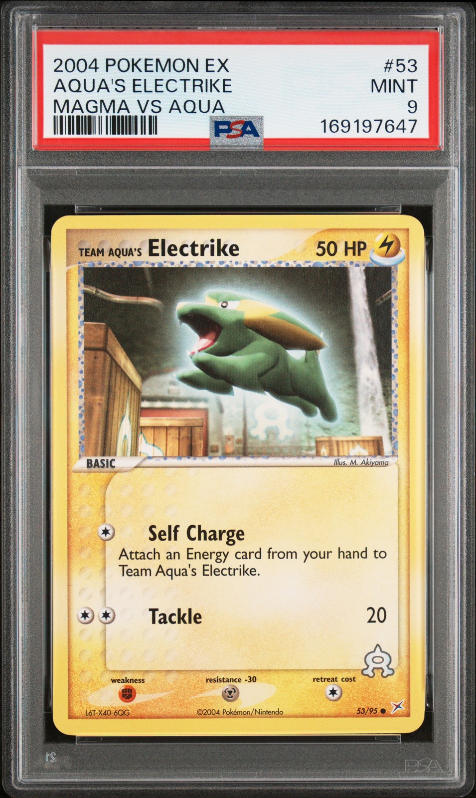 2004 POKEMON EX TEAM MAGMA VS TEAM AQUA #53 TEAM AQUA'S ELECTRIKE PSA 9