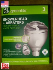 A 3Products Greenlite 1 Showerhead 2 Aerators Bathroom Kitchen Water Saving Kit