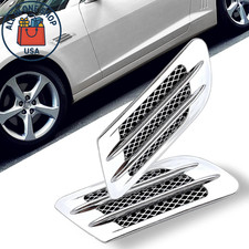 Universal Car Side Mesh Vent Air Flow Fender Stickers - Silver Pair