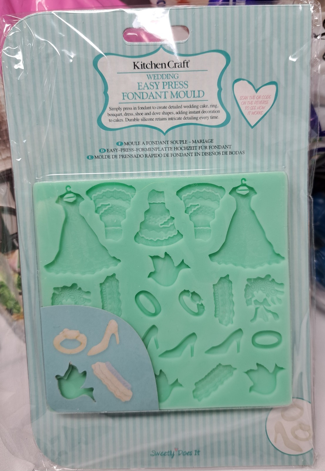 KitchenCraft Sweetly Does It Wedding Fondant Mould Silicone Easy Press Cake
