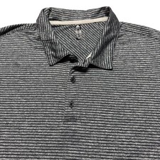 Adidas Golf Polo Shirt Mens XL Gray Striped Short Sleeve Golf Performance